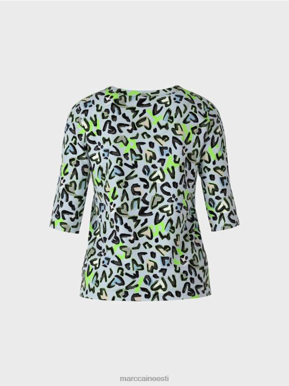 Marc Cain Riietus T-särk üleüldise trükiga J8DT1308 pehme pulber sinine