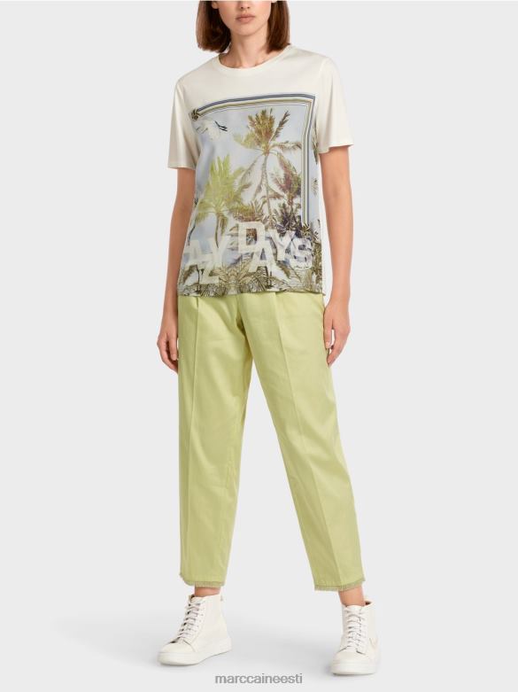 Marc Cain Riietus elegantne erinevatest materjalidest t-särk J8DT1418 taevasinine