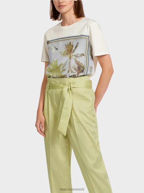 Marc Cain Riietus elegantne erinevatest materjalidest t-särk J8DT1418 taevasinine