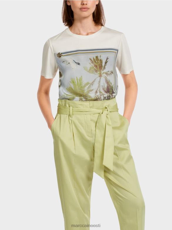 Marc Cain Riietus elegantne erinevatest materjalidest t-särk J8DT1418 taevasinine