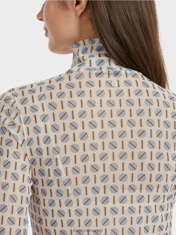 Marc Cain Riietus figuuri kallistav rullkaelusega T-särk J8DT1278 tume kreem