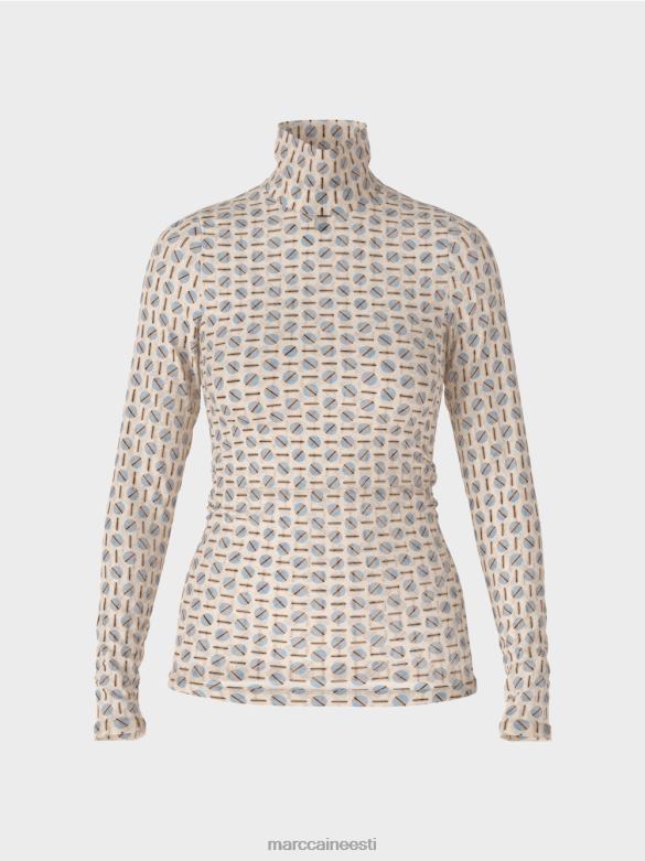 Marc Cain Riietus figuuri kallistav rullkaelusega T-särk J8DT1278 tume kreem