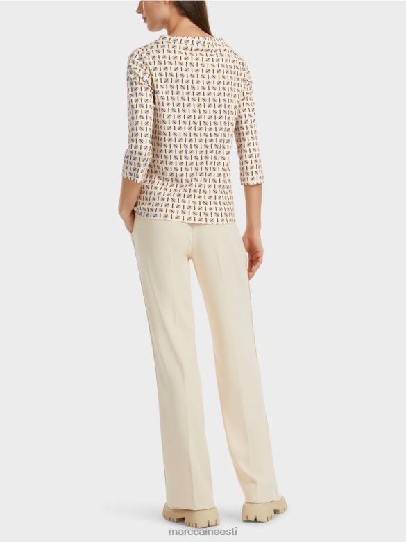 Marc Cain Riietus graafilise disainiga t-särk J8DT1280 tume kreem