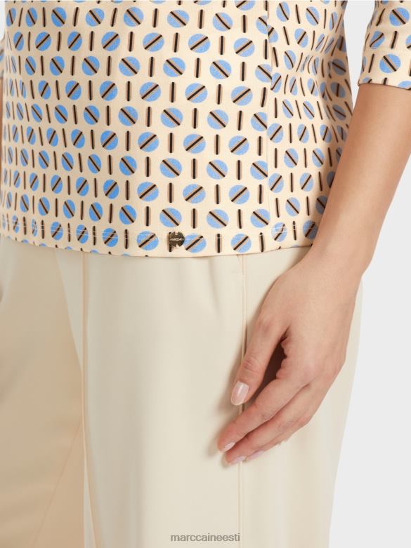 Marc Cain Riietus graafilise disainiga t-särk J8DT1280 tume kreem