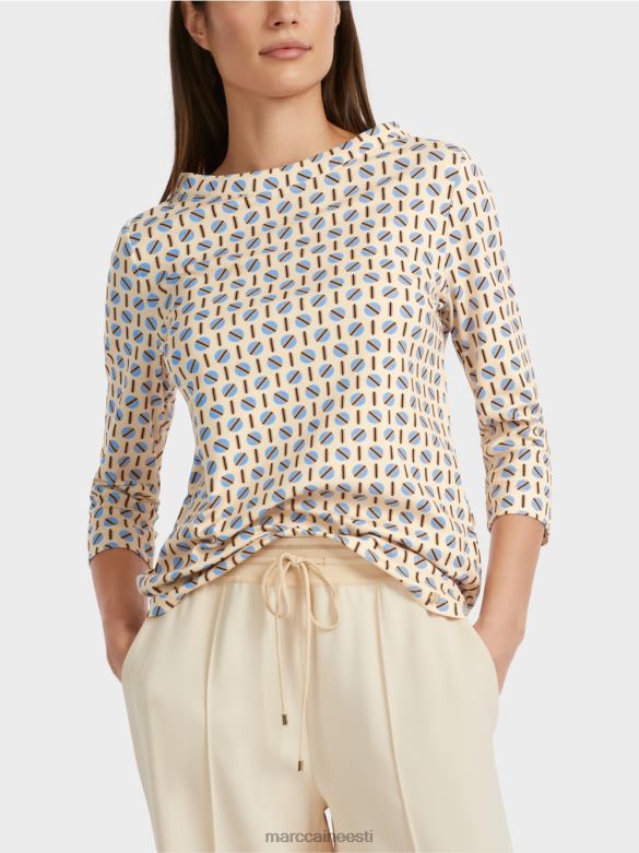 Marc Cain Riietus graafilise disainiga t-särk J8DT1280 tume kreem