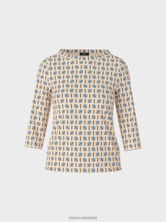 Marc Cain Riietus graafilise disainiga t-särk J8DT1280 tume kreem