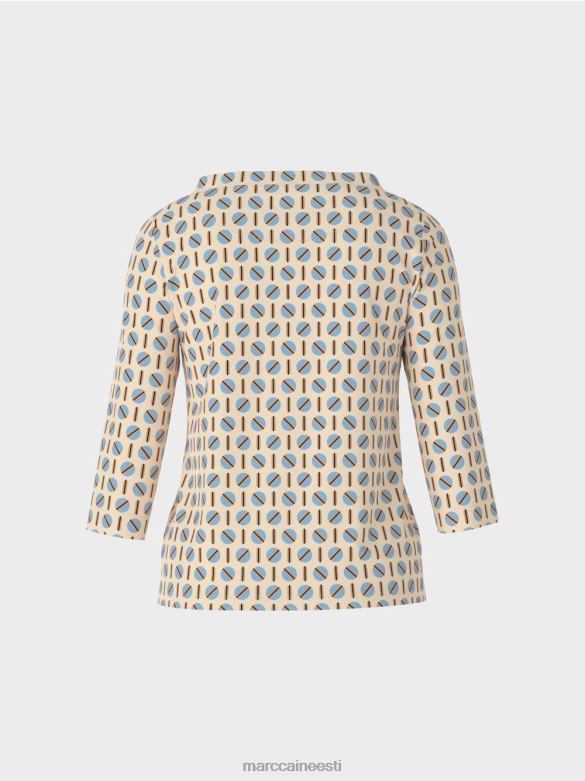 Marc Cain Riietus graafilise disainiga t-särk J8DT1280 tume kreem