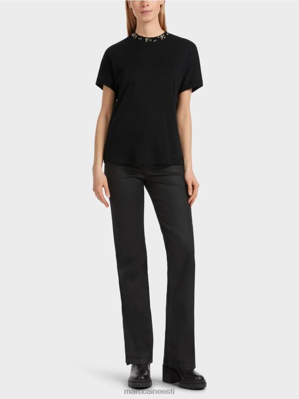 Marc Cain Riietus helmestega kraega t-särk J8DT1251 must