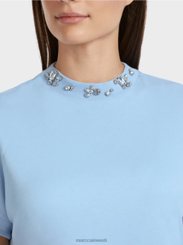 Marc Cain Riietus helmestega kraega t-särk J8DT1284 tume suvetaevas