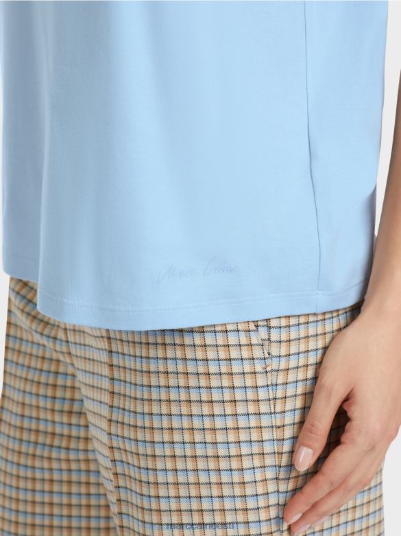 Marc Cain Riietus helmestega kraega t-särk J8DT1284 tume suvetaevas