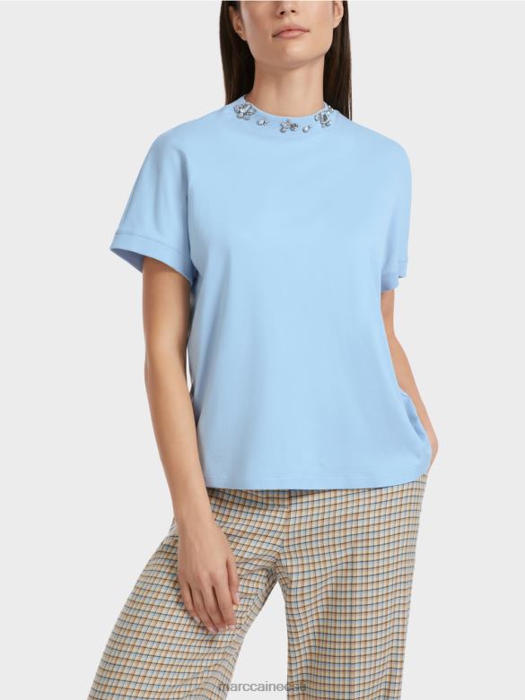 Marc Cain Riietus helmestega kraega t-särk J8DT1284 tume suvetaevas