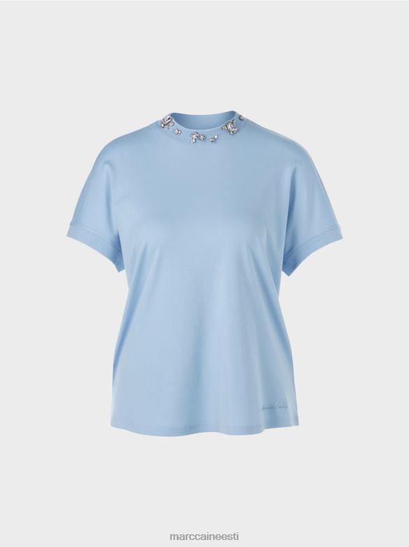 Marc Cain Riietus helmestega kraega t-särk J8DT1284 tume suvetaevas