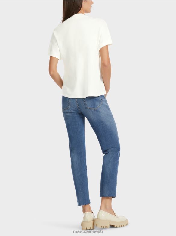 Marc Cain Riietus helmestega kraega t-särk J8DT1285 määrdunudvalge