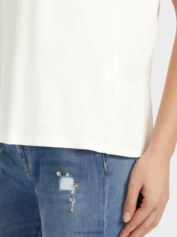 Marc Cain Riietus helmestega kraega t-särk J8DT1285 määrdunudvalge