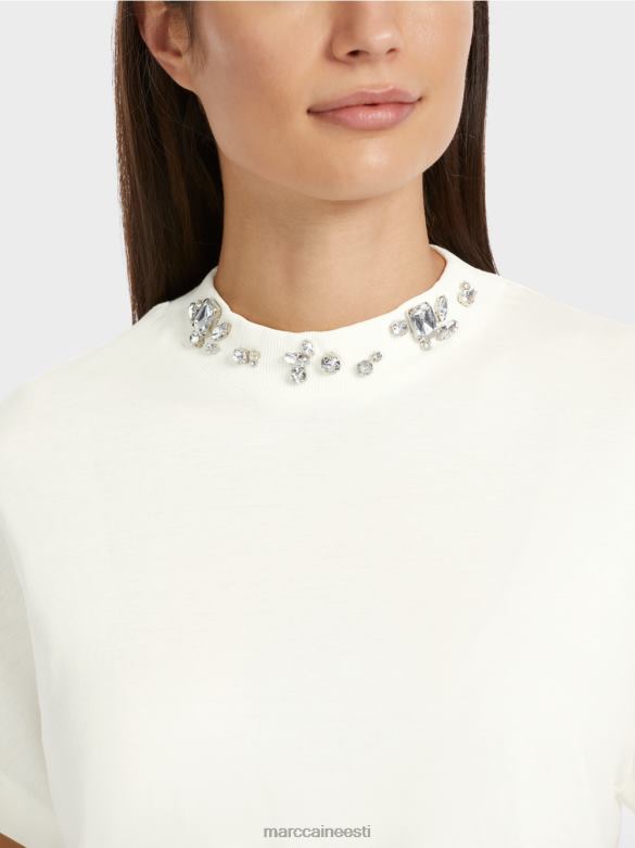 Marc Cain Riietus helmestega kraega t-särk J8DT1285 määrdunudvalge