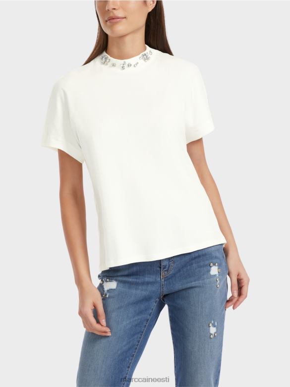 Marc Cain Riietus helmestega kraega t-särk J8DT1285 määrdunudvalge