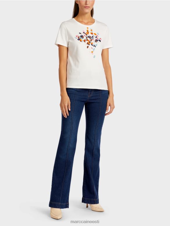 Marc Cain Riietus helmestega t-särk 60ndate disainiga J8DT1454 atmosfääri sinine