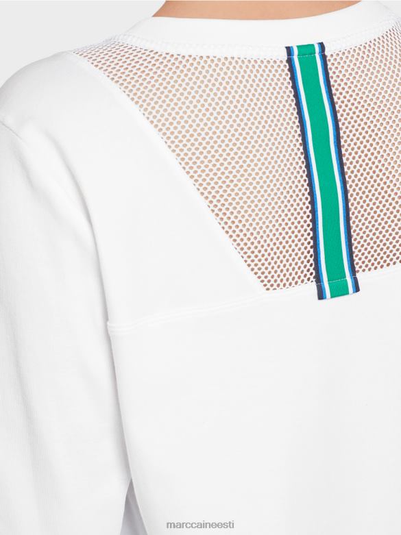 Marc Cain Riietus õhuline võrksisuga t-särk J8DT1361 valge