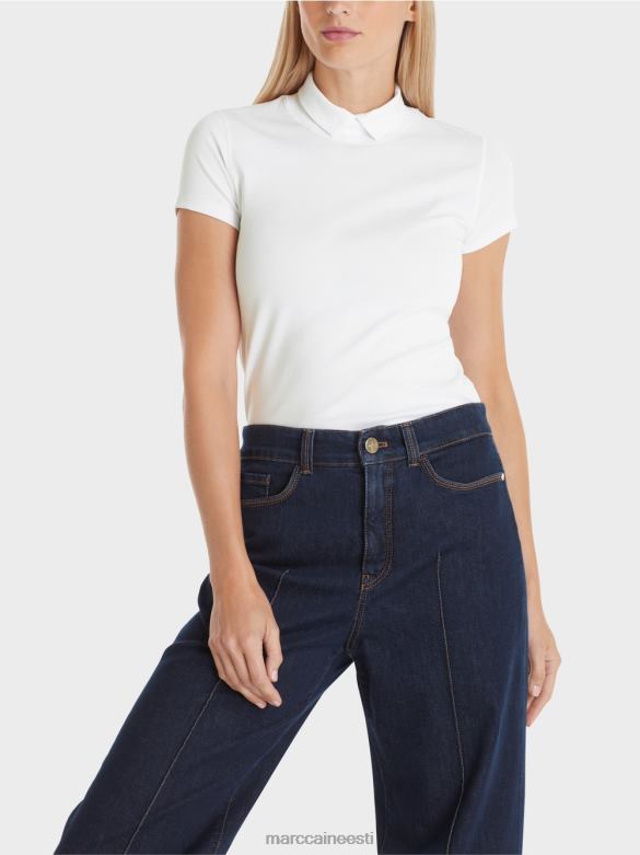 Marc Cain Riietus kõrge kaelusega t-särk J8DT1351 valge