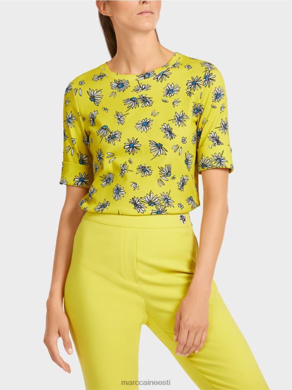 Marc Cain Riietus karikakra mustriga t-särk J8DT1442 roheline väävel