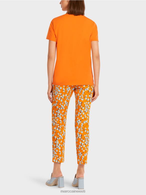 Marc Cain Riietus kaunistusega rinnataskuga t-särk J8DT1457 selge oranž