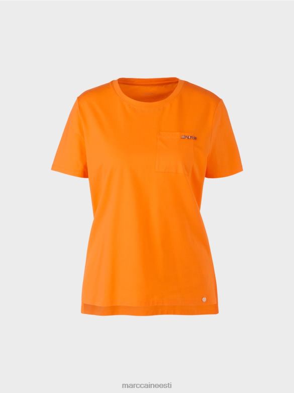 Marc Cain Riietus kaunistusega rinnataskuga t-särk J8DT1457 selge oranž