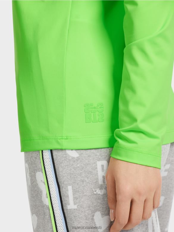 Marc Cain Riietus keha kallutav pikkade varrukatega särk J8DT1309 särav šokeeriv roheline