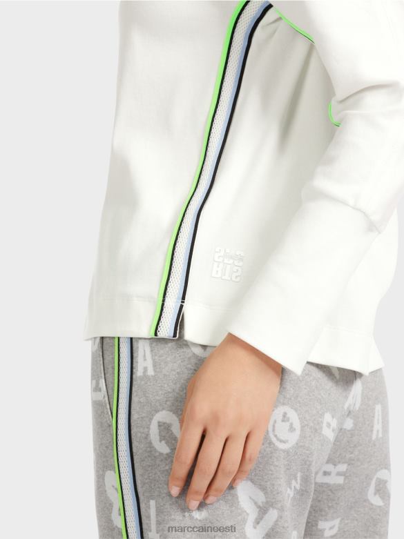 Marc Cain Riietus kimono kujuline t-särk J8DT1298 määrdunudvalge