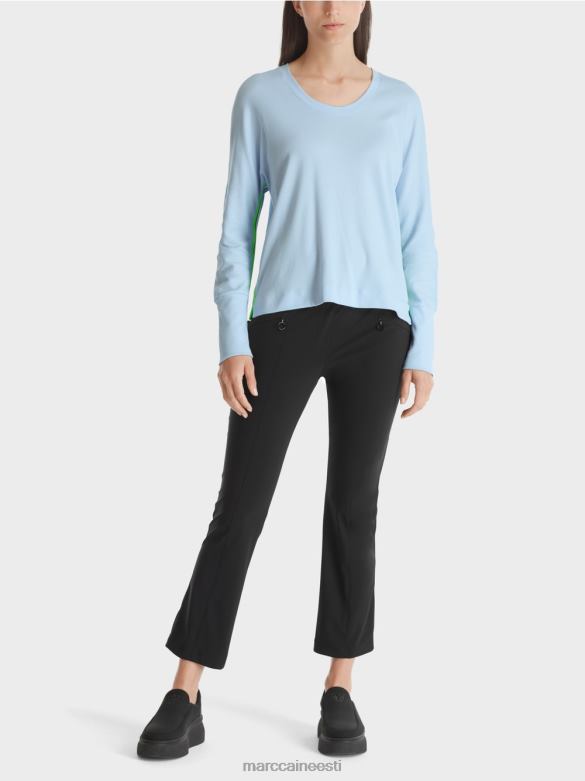 Marc Cain Riietus kimono kujuline t-särk J8DT1299 pehme pulber sinine