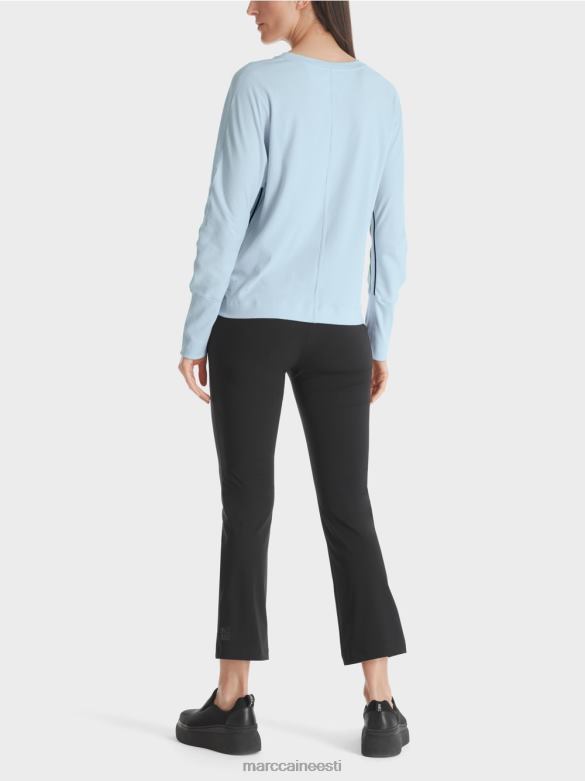 Marc Cain Riietus kimono kujuline t-särk J8DT1299 pehme pulber sinine