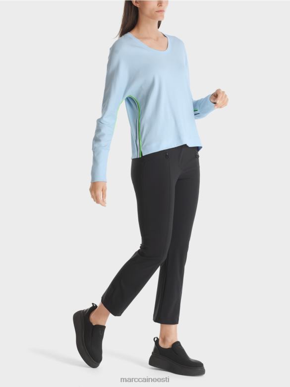 Marc Cain Riietus kimono kujuline t-särk J8DT1299 pehme pulber sinine