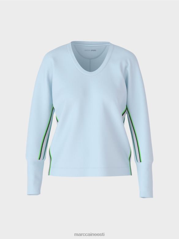 Marc Cain Riietus kimono kujuline t-särk J8DT1299 pehme pulber sinine