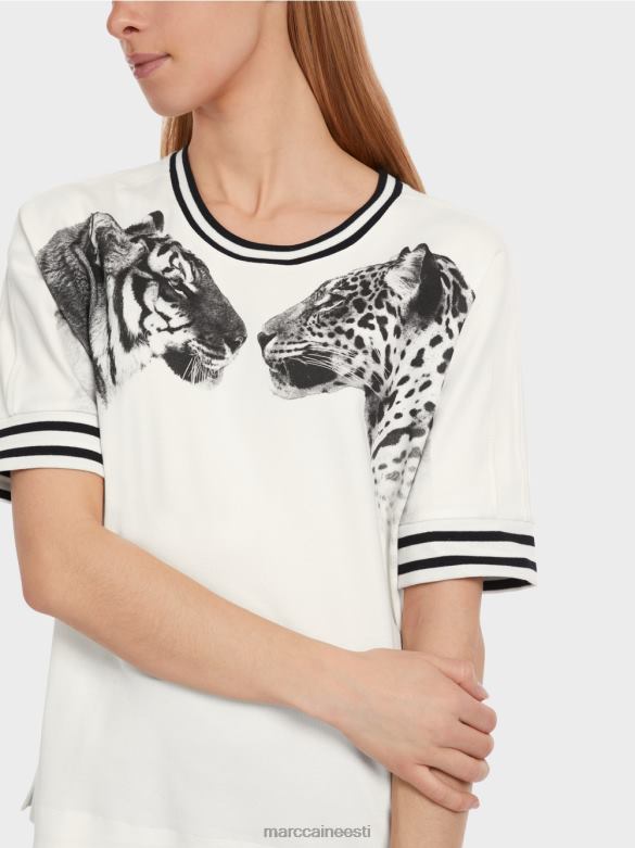 Marc Cain Riietus kimono varrukatega t-särk J8DT1264 määrdunudvalge