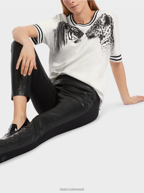 Marc Cain Riietus kimono varrukatega t-särk J8DT1264 määrdunudvalge