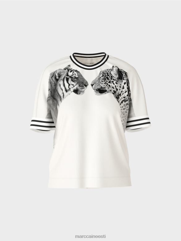 Marc Cain Riietus kimono varrukatega t-särk J8DT1264 määrdunudvalge