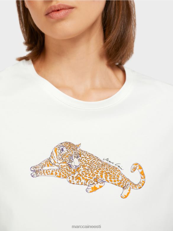 Marc Cain Riietus \"koos ümber mõtlema\" puuvillane t-särk J8DT1451 selge oranž