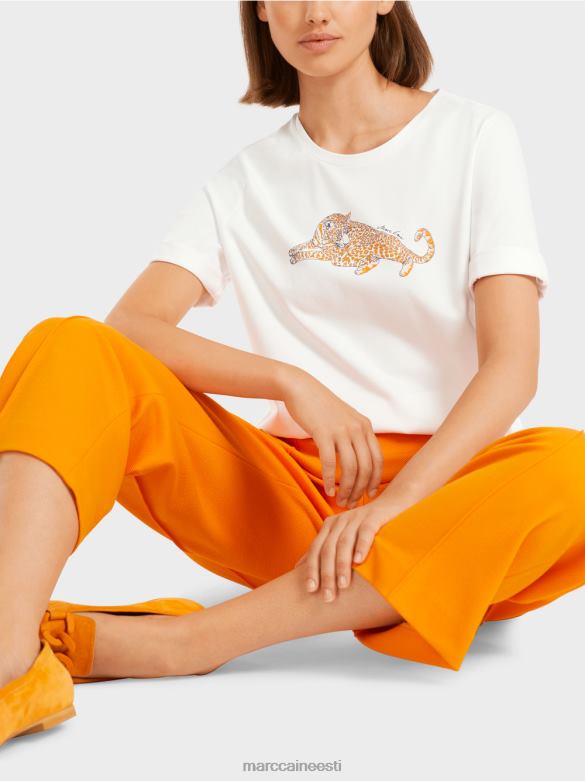 Marc Cain Riietus \"koos ümber mõtlema\" puuvillane t-särk J8DT1451 selge oranž