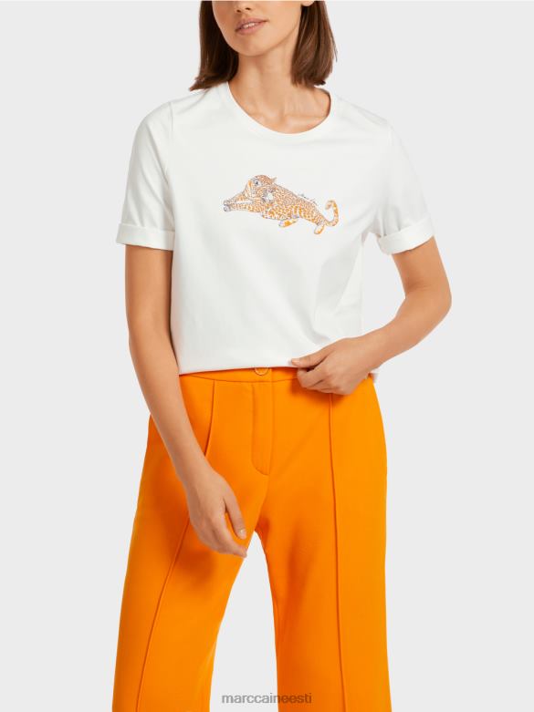 Marc Cain Riietus \"koos ümber mõtlema\" puuvillane t-särk J8DT1451 selge oranž