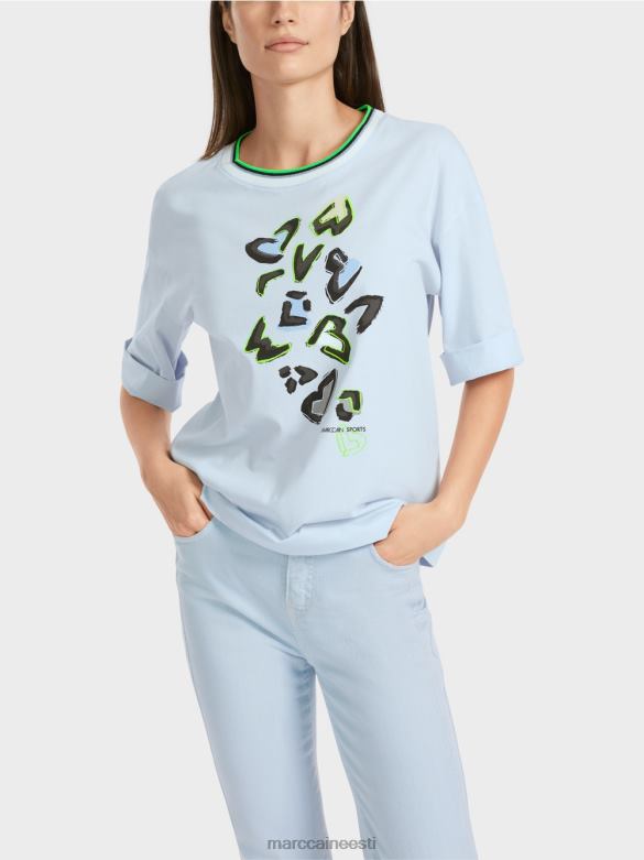 Marc Cain Riietus \"koos ümber mõtlema\" t-särk J8DT1295 pehme pulber sinine