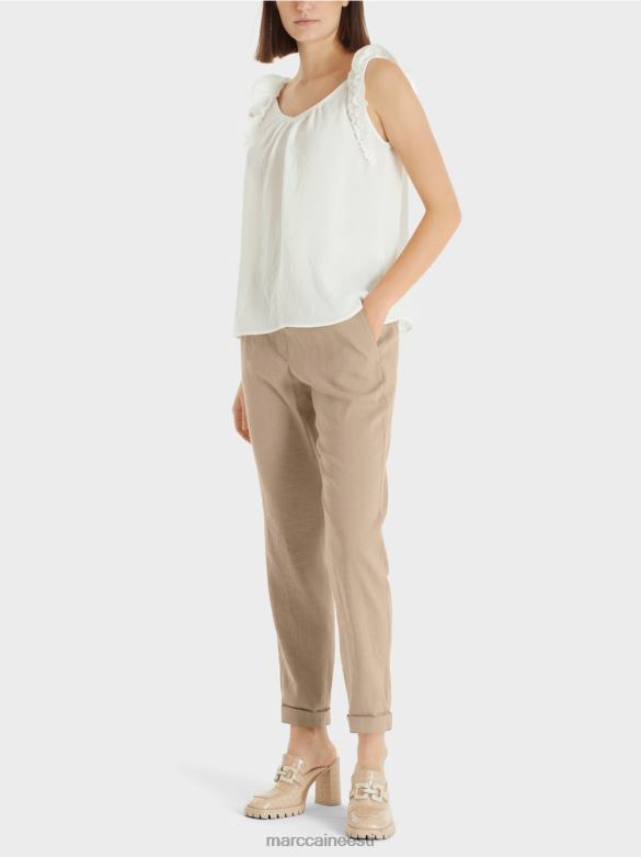 Marc Cain Riietus "koos ümbermõtlema" top J8DT1408 määrdunudvalge