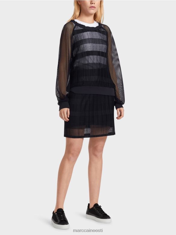 Marc Cain Riietus läbipaistev pikkade varrukatega T-särk J8DT1360 kesköösinine