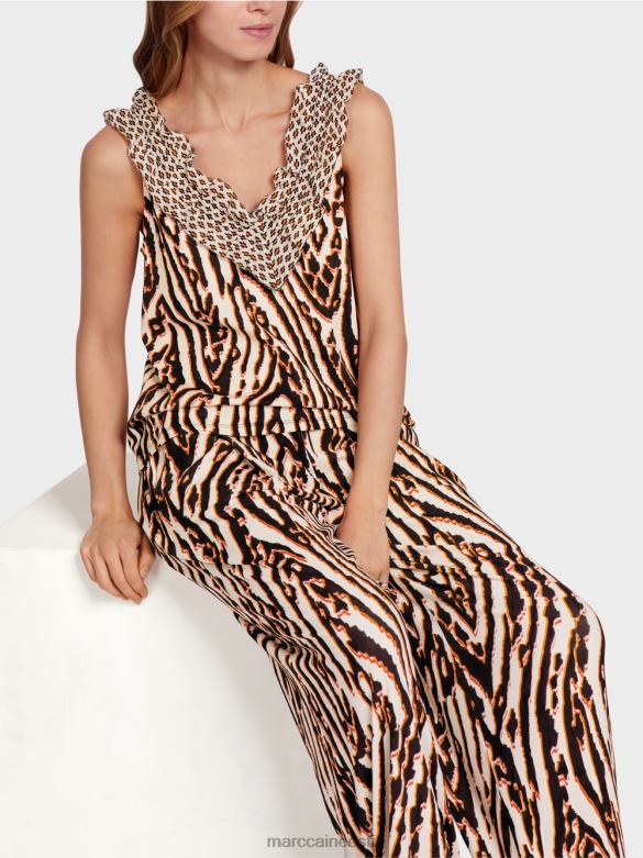 Marc Cain Riietus lühike segamustriga top J8DT1367 sügav punane