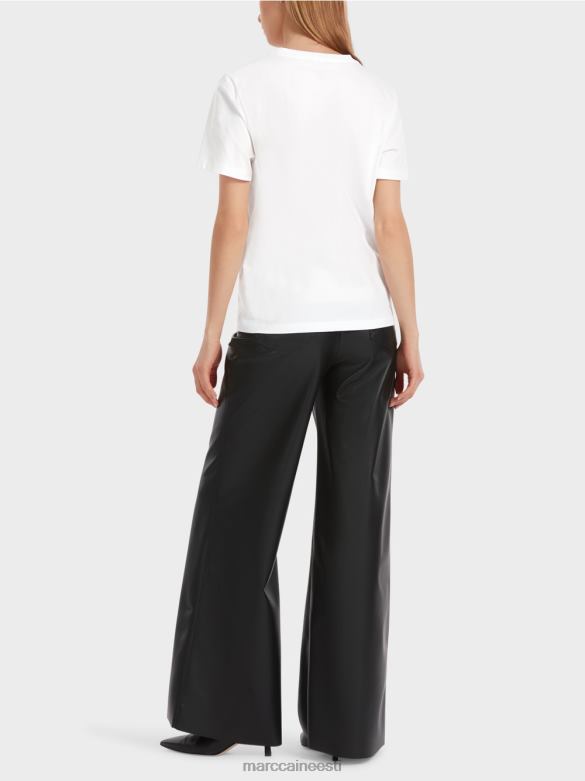 Marc Cain Riietus läikiv \"rethink together\" t-särk J8DT1245 valge