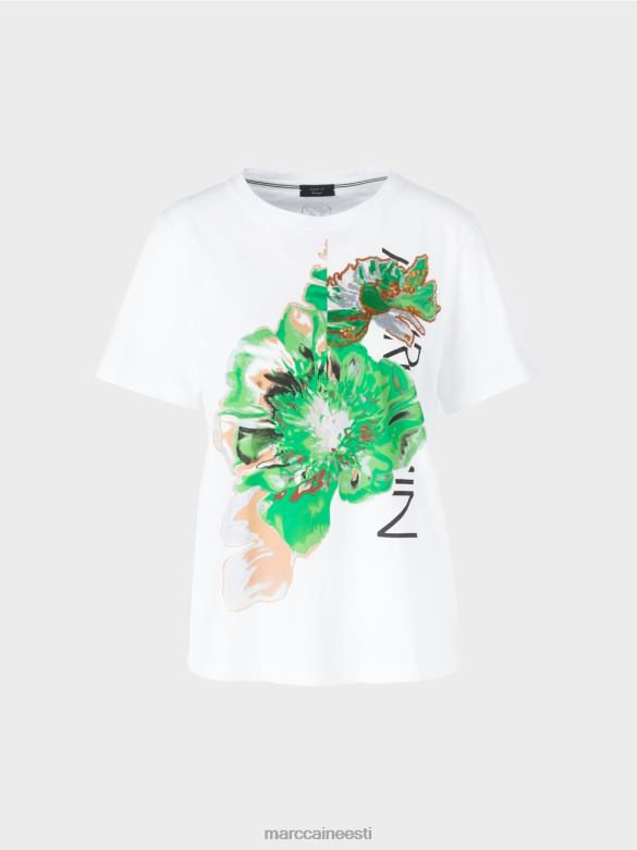Marc Cain Riietus läikiv \"rethink together\" t-särk J8DT1245 valge