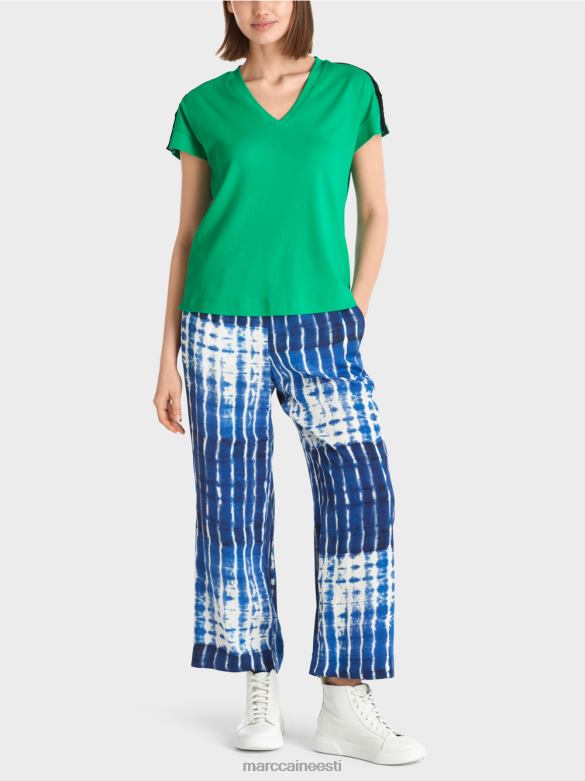Marc Cain Riietus õlanööbiga t-särk J8DT1358 särav basiiliku leht