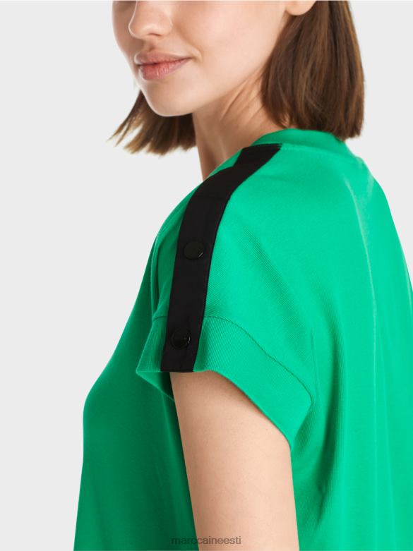 Marc Cain Riietus õlanööbiga t-särk J8DT1358 särav basiiliku leht