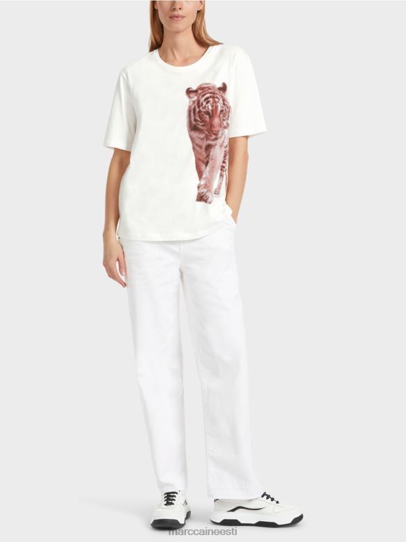 Marc Cain Riietus leo disainiga "rethink together" t-särk J8DT1261 määrdunudvalge