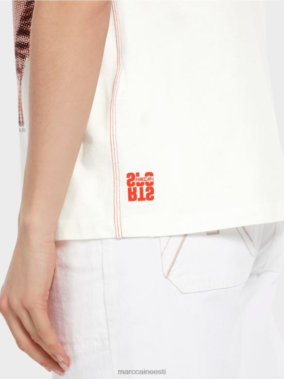 Marc Cain Riietus leo disainiga \"rethink together\" t-särk J8DT1261 määrdunudvalge