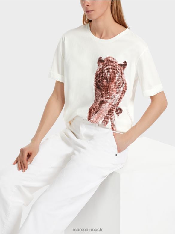 Marc Cain Riietus leo disainiga \"rethink together\" t-särk J8DT1261 määrdunudvalge