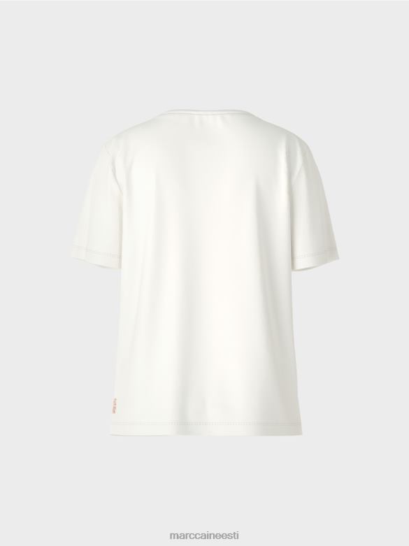 Marc Cain Riietus leopardi ja kirjatrükiga t-särk J8DT1431 määrdunudvalge